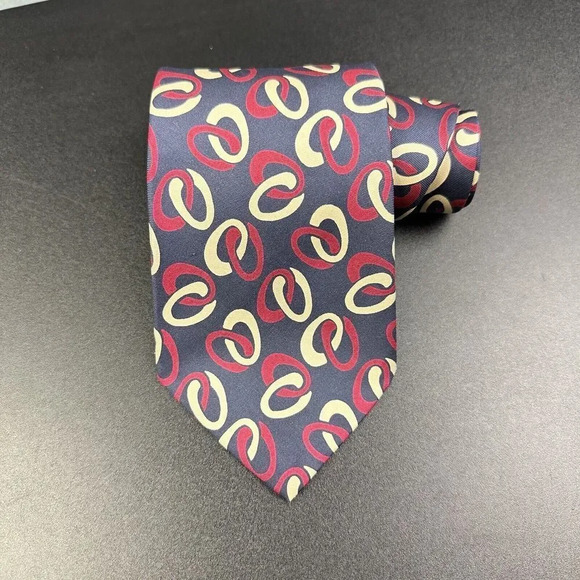 Vintage Polo Ralph Lauren Silk Tie Mens Navy Geometric Handmade in USA Necktie* - Picture 1 of 16